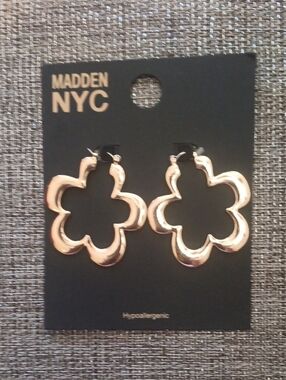 Madden NYC Rose Gold Flower Hoop Earrings